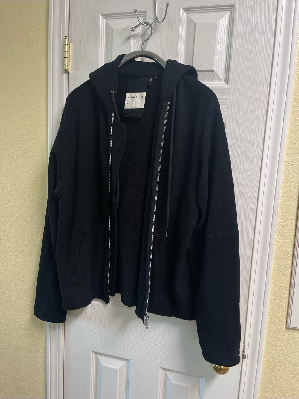 Helmut Lang Black Full-Zip Hooded Sweatshirt